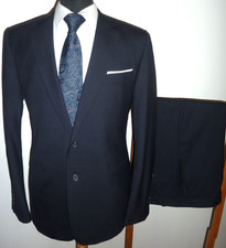 JAEGER Suit Classic Blue Wool Blend 2 Piece Men's 42 R Jacket Trousers W 36 L 31