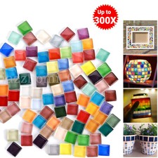 Up To 300x Mixed Crystal Glass Mosaic Tiles Square Kitchen Bathroom Art Craft