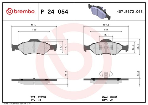 Brembo p24054 brake pad set - p24054,