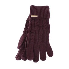 Alice Hannah Lyla Cable Knitted Gloves in Berry Womens/Ladies