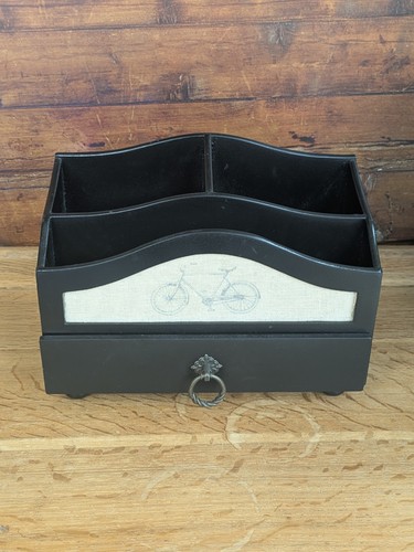 Black wooden desk - wooden, organizer