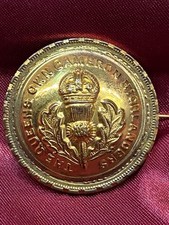 Lovely WW1 Queens Own Cameron Highlanders Sweetheart Brooch on 1914 Penny 
