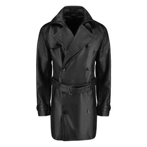 Men black leather - leather, belted