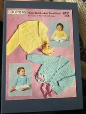 PATONS BABY QUICKERKNIT V AND ROUND NECK CARDIGAN KNITTING PATTERN