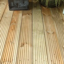 WOODEN GARDEN DECKING BOARDS PATIO DECK BOARD 2.4m x10 PRESSURE TREATED 19mm