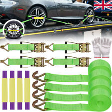 4x Wheel Ratchet Strap Recovery Transport Trailer Car Van Truck Vehicle Tie Down