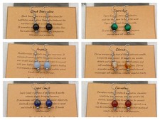 Handmade Crystal Gemstone Healing Chakra 8mm Bead Hook Earrings Various Crystals