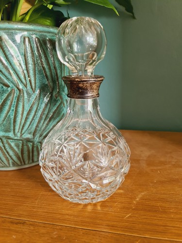Vintage silver top decanter - silver,