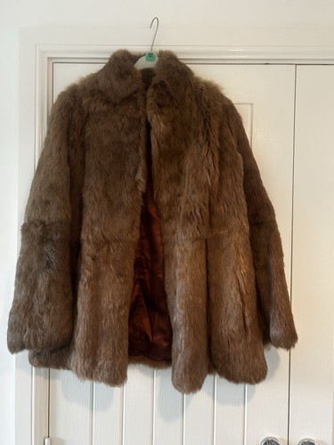 Brown rabbit real fur coat - rabbit,