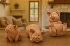 3 Ceramic Pig Ornaments