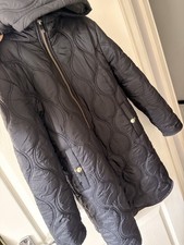 Girls RIVER ISLAND Long Black Coa. Age 9-10 years. VGC