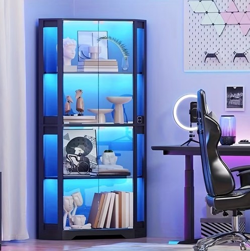 Modern lighted corner curio - modern,