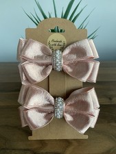 Metallic Pink Pigtail Bows