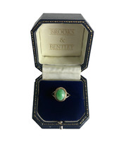 Jade Ring 9ct 9K Yellow Gold Jade Cabochon Vintage Ring - Size N