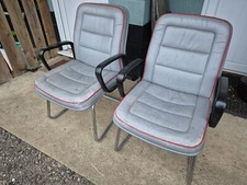 Vintage Retro Grey Leather And Chrome Chairs