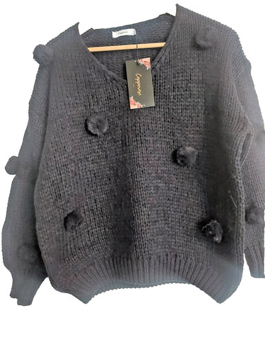 Ladies black pom - black,