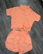 Coral cheesecloth short &