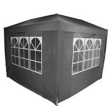 Charles Bentley 3 x 3m Pop Up Gazebo With 4 Sides with Carry Bag - Grey