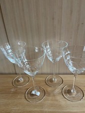 4x LSA Spiro, Clear Glass Wine/Water Goblets w Applied Abstract Glass Swirls