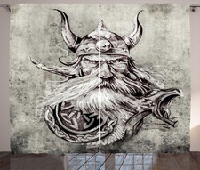 Tattoo curtains sketchy - curtains, viking
