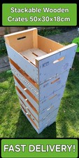 6 x Wooden Crates Boxes Storage Apple Fruit Plain Wood Box Craft Crate 50x30x18