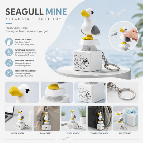 Seagull mine keychain button - mine, keychain,button