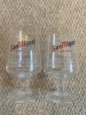 Pair (2) San Miguel Half Pint / 10oz Beer Lager Glasses
