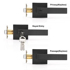 Probrico Matta Black Internal Square Door Levers  Heavy Duty Zinc Handles