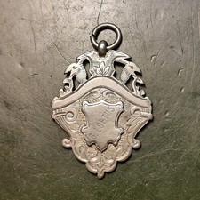 Antique silver pocket watch fob medal - Birmingham 1919 - James Fenton