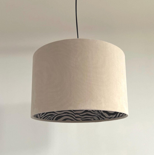 Cream velvet drum lampshade/