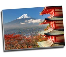 Mount Fuji And Pagoda Japanese Canvas Print Wall Art 30x20" A1