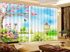 Board Sign Showing 3D Curtains Blockout Photo Printing Curtains Drape Fabric
