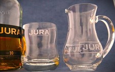 Jura Single Malt Scotch Whisky Branded Glass and Water Jug - Good Used Condition