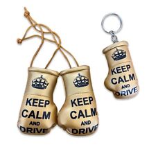 Keep Calm Gold Car Mirror Mini Boxing Gloves & Keyring Black accessories Gifts