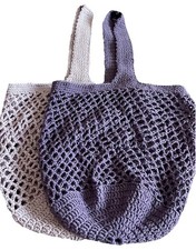 2 HAND CROCHETED TOTE BAGS,PURPLE & MAUVE