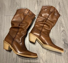 Bertie Rustic Tan Brown Cowboy Boot Uk 3/36 “NEW “