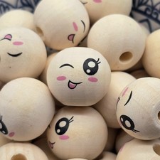 50 wooden beads 20mm Macrame