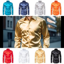 Mens Satin Shiny Dress Shirt