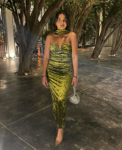 Zara olive green velvet midi - zara,