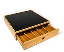 Bamboo Tea Coffee Pod Holder Machine Stand With Drawer Organiser Storage Home
