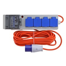 RCD Protected 4 Way 16A Motorhome/Caravan/CampingMains Electric Hook Up Lead 10m