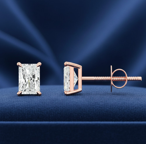 18k rose gold diamond earrings - 18k,