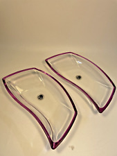 Walther Glas Retro Asymmetrical Glass Snack Dishes Bowls Vintage Purple MCM