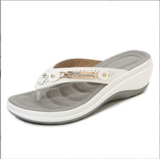 Ladies Arch Support Casual Sandals Soft Flip Flops Low Wedge Womens Shoes Size