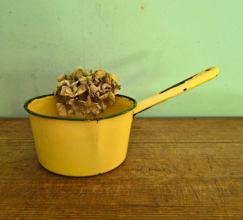Vintage cream enamel - enamel, saucepan