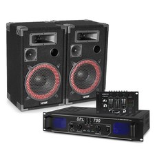 2x MAX 10" PA Speakers + Power Amplifier + DJ Mixer System 600 Watt UK Stock