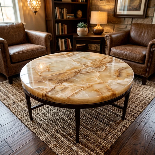 Honey onyx round coffee - coffee, table
