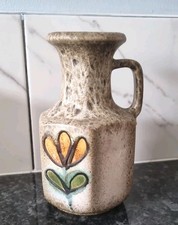 Grand Vase Scheurich Keramik West German 7" floral 1960-70 brown/orange VGC