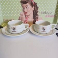 2x Rombouts Ceramic Coffee Cups & Saucers by MOSA Holland - 175ml ~ VGC