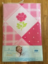 'Jollein' Cot bed duvet cover & pillow case - patchwork pink & white with rose 